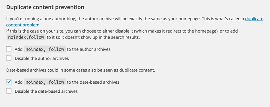 Он также позволяет скрывать авторские архивы в блогах одного автора, категориях без индекса, тегах или страницах архива