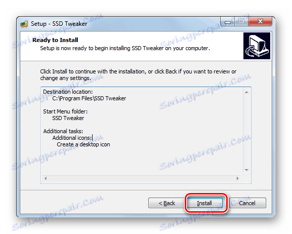 Для актывацыі інсталяцыі SSDTweaker цісніце «Install»
