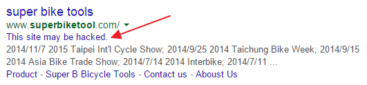 W tym konkretnym przypadku nawet Google zdaje sobie sprawę z faktu, że zainfekowany host jest zhakowany: