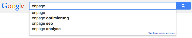 Після цього я йду до   Пошук Google   і перевірте, які пропозиції щодо пошуку надано мені за допомогою Google Suggest, коли я вводжу свої терміни в полі пошуку: